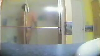A girl took a shower, not knowing there was a camera