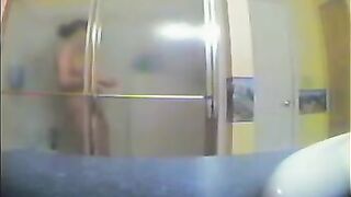 A girl took a shower, not knowing there was a camera
