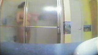 A girl took a shower, not knowing there was a camera