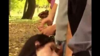 Four girls were attacked and raped in all holes right on the street