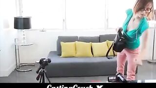 A petite teen with small tits gets fucked during a sex casting session