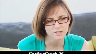 A petite teen with small tits gets fucked during a sex casting session