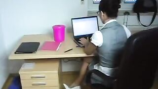 A young secretary was fucked by her boss directly at her workplace