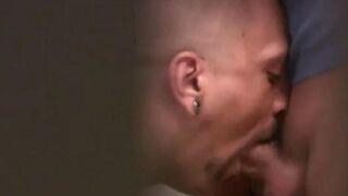 Two guys jerk each other’s cocks in the public toilet, a daring act