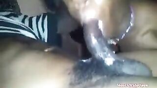 A girl realized her dream of tasting a huge black cock