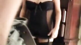 Horny wife fucks her husband while wearing sexy corset