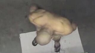 A spy camera in the shower caught a naked man by surprise