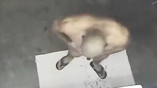 A spy camera in the shower caught a naked man by surprise