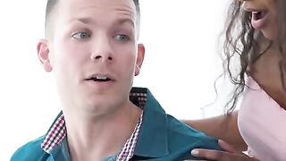 Demi Sutra massages her best friend’s cock before his date, showcasing her signature slippery skills