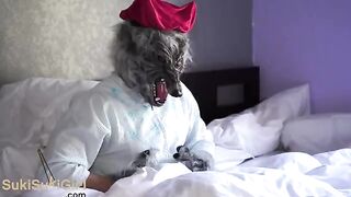 Redhead girl fucked by a wolf in the forest