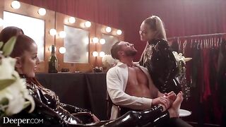 Avery and Vanna in hot latex threesome action