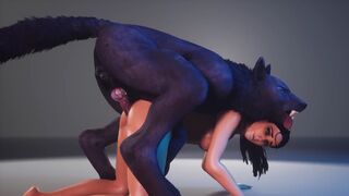 A hot chick is fucking with a werewolf in this hot 3D porn video