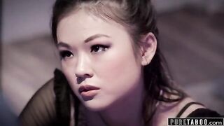 Skinny Asian slut Lulu Chu seduced and fucked her stepdad's best friend