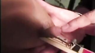 A sexy girl gets a hard spanking for her big boobs