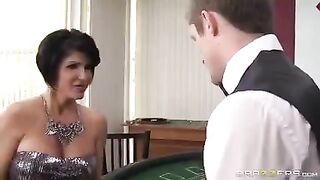 The woman lost her ass at cards and was fucked