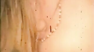 Girls in different poses try to reach the cock of the cameraman in oral sex
