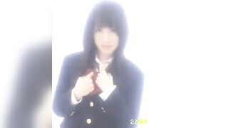 Hot Japanese schoolgirl masturbates solo in her uniform, driving fans wild