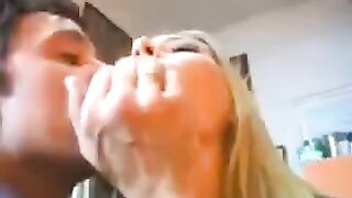 A blonde can't resist wealthy men, so she entertains them all, even in group settings