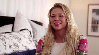 Beautiful girls are stuck at home and play with each other