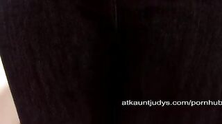 Old lady masturbates on the couch in a sensual way