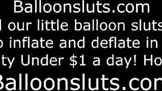 The girl is excited, rubbing her boobs on the bed