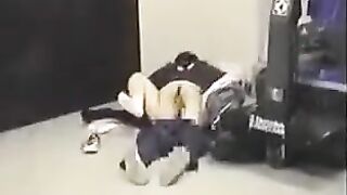 He broke off his pants and began to fuck a girlfriend in her round ass