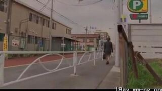 Asian chick in uniform black pantyhose gets her pussy torn up