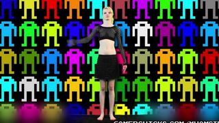A sexy striptease performance by a young blonde, exposing her charms to the crowd of men