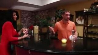 Sexy brunette with fake boobs Christina Carter seduced the bartender
