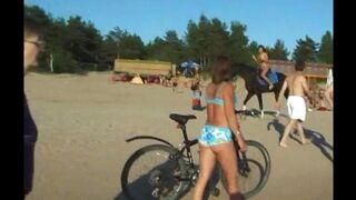 Great tops action on the beach with total nudity