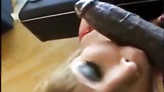 Soft cock sucks three big black dicks in an interracial threesome