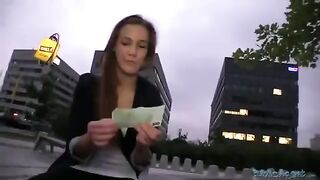 A young beauty was fucked right on the street by a cunning pick-up guy