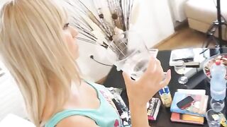 The blonde teen got her mouth filled with cum
