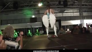 A hot brunette learns to striptease on a pole in this steamy video