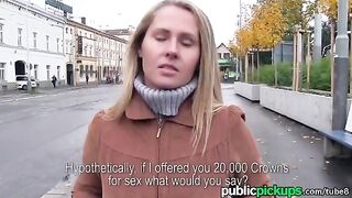 A hot blondie is fucking to buy a new sofa