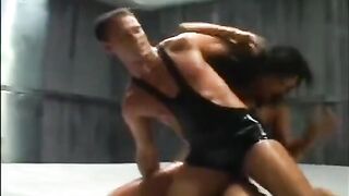 The fight turned into an oily sex with a brunette