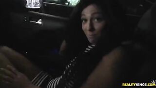 Brunette woman receives a cumshot on her face after sex