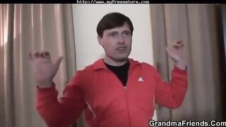 Old man fucked his grandson and grandma in ass