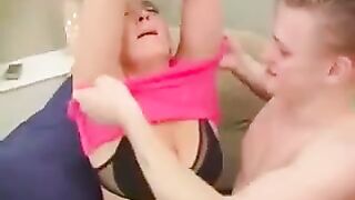 A man has sex with his mom or grandma in a chair - Incest