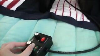 Vibrator causes three girls with big boobs to have sex