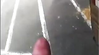 He might as well jerk off his big cock right on the street