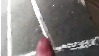 He might as well jerk off his big cock right on the street