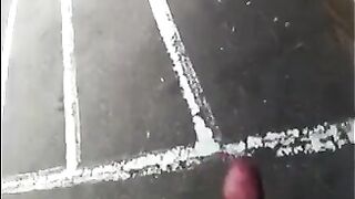 He might as well jerk off his big cock right on the street