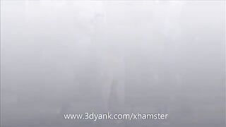An animated girl is being fucked by two huge monsters