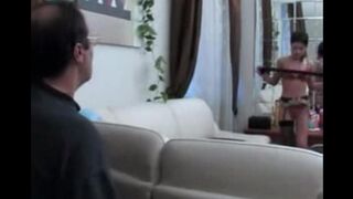 A chick in sexy clothes has sex and gets fucked hard