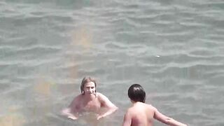 Bunch of naked girls bathing in the sea, a pure delight
