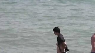 Bunch of naked girls bathing in the sea, a pure delight