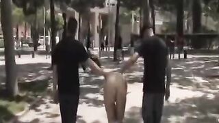 Group sex in public place with young beautiful girls to fuck