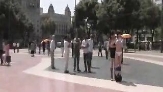 Group sex in public place with young beautiful girls to fuck