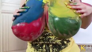 The beautiful woman has an experience of artistic masturbation